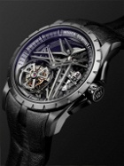 Roger Dubuis - Excalibur Limited Edition Hand-Wound Skeleton Flying Tourbillon 42mm Titanium and Leather Watch, Ref. No. DBEX0889