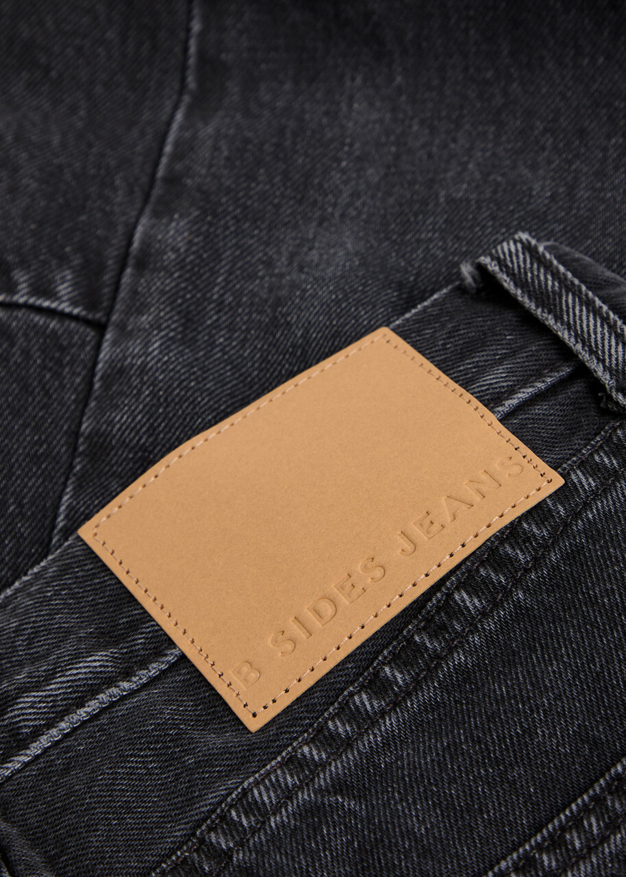 B Sides Slim Lasso Structured Barrel-leg Jeans Black