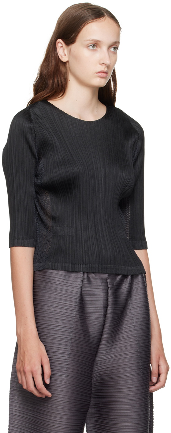 Pleats Please Issey Miyake Black Flick Sweater