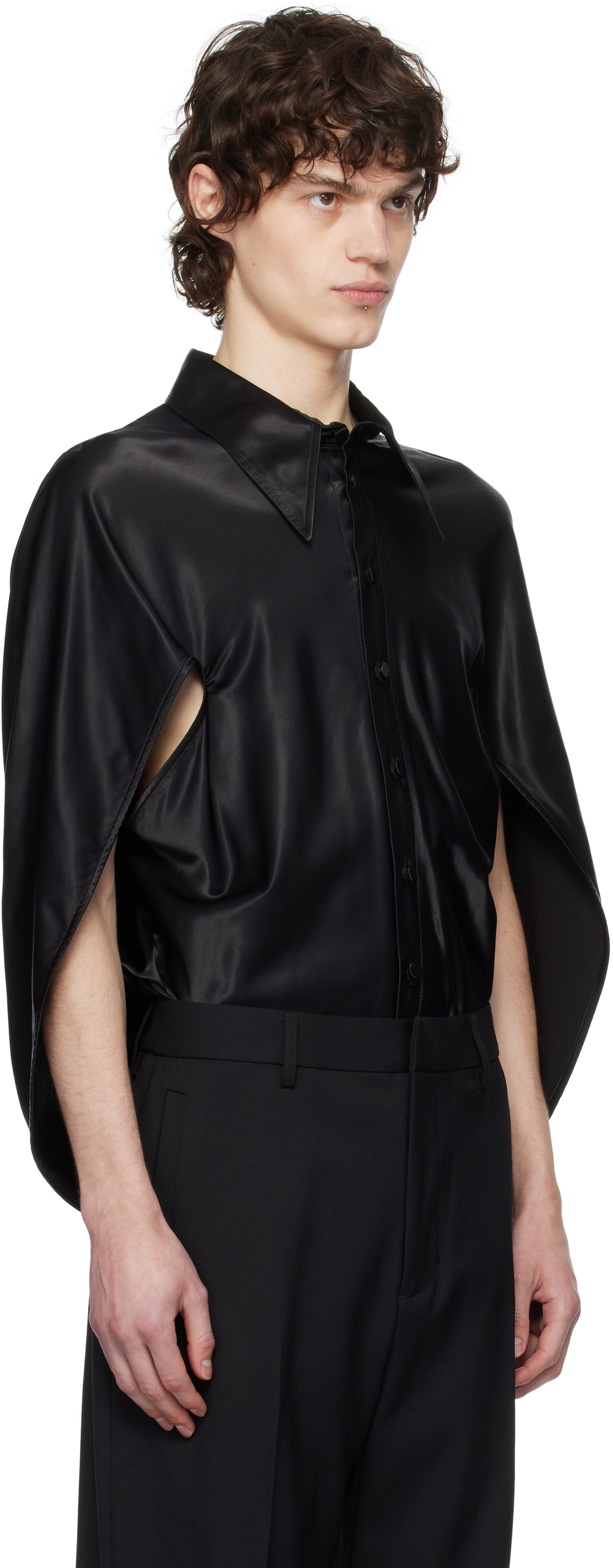 AARON ESH Black Open Arm Shirt