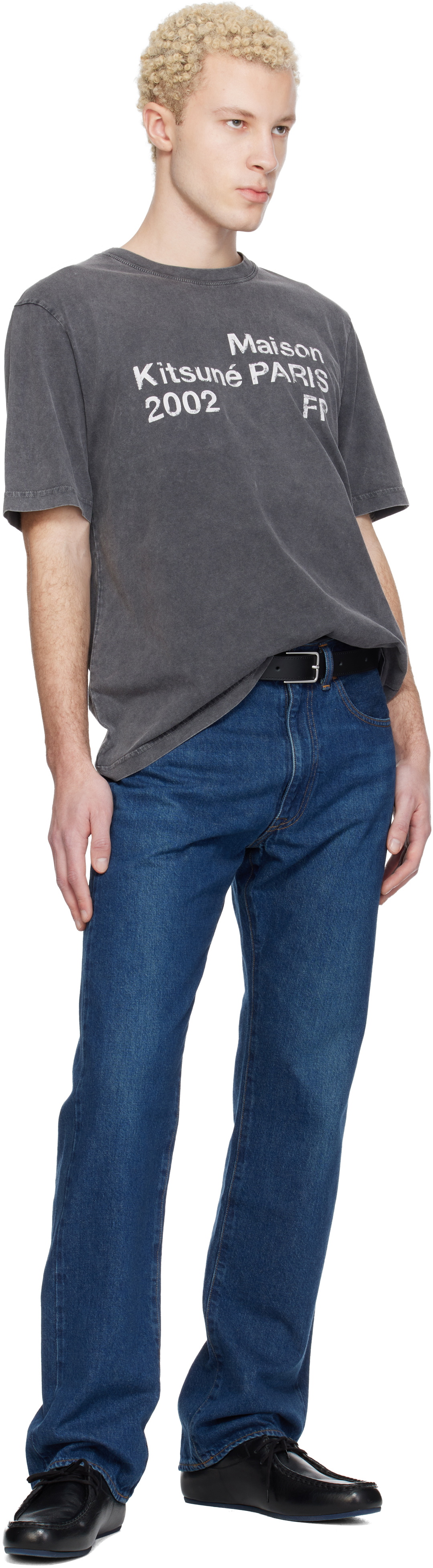 Maison Kitsuné Black Leather Belt
