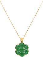 VEERT Gold & Green Enamel Flower Pendant Necklace