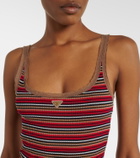 Prada Logo ribbed-knit cotton midi dress