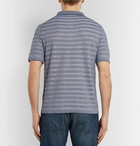 Brioni - Slim-Fit Striped Knitted Linen and Silk-Blend Polo Shirt - Blue