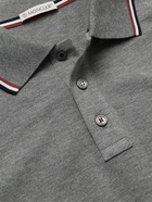 Moncler - Logo-Appliquéd Striped Cotton-Piqué Polo Shirt - Gray