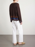 BODE - Fish School Intarsia-Knit Cotton Sweater - Brown