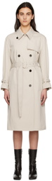 Theory Beige Double-Breasted Trench Coat