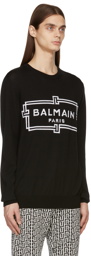 Balmain Black Intarsia Logo Sweater