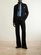 Versace - Embellished Cotton-Blend Zip-Up Sweater - Black