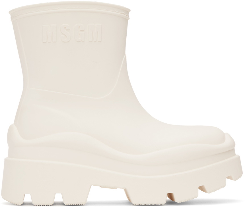 MSGM SSENSE Exclusive Beige Faux-Fur Boots MSGM