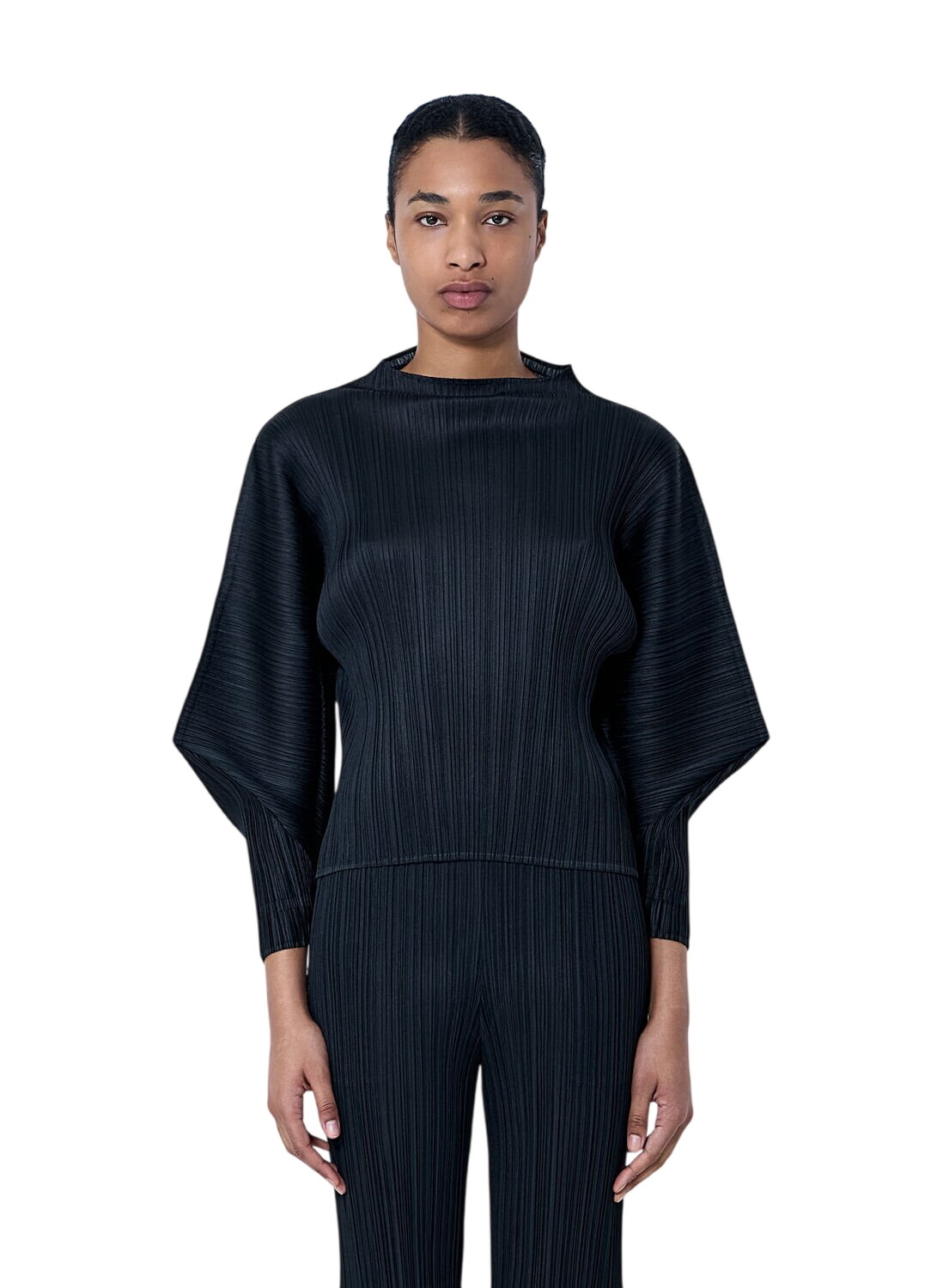 Pleats Please Issey Miyake Gray Mist Basics Turtleneck Pleats