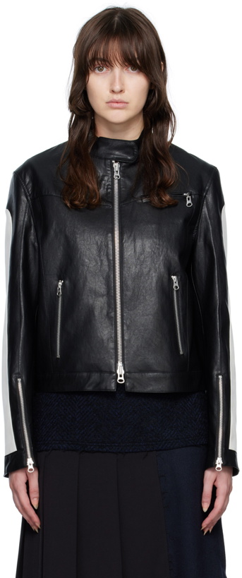 Photo: TheOpen Product Black Biker Faux-Leather Jacket