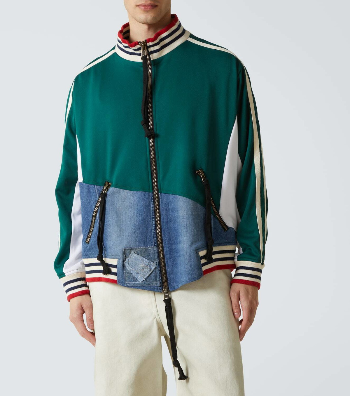 Greg Lauren navy denim track jacket Greg Lauren Navy Blue Denim