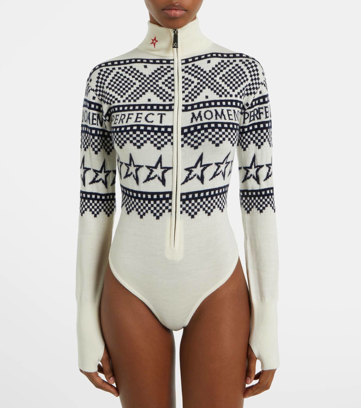 Perfect Moment Wool intarsia bodysuit