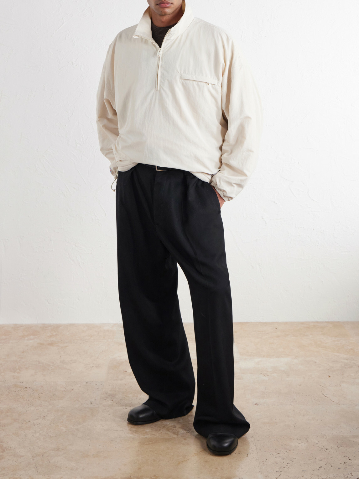 Willy Chavarria - Appliquéd Fleece-Lined Shell Half-Zip Jacket - Neutrals