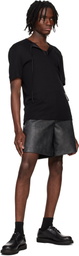 System Black Satin Strap T-shirt