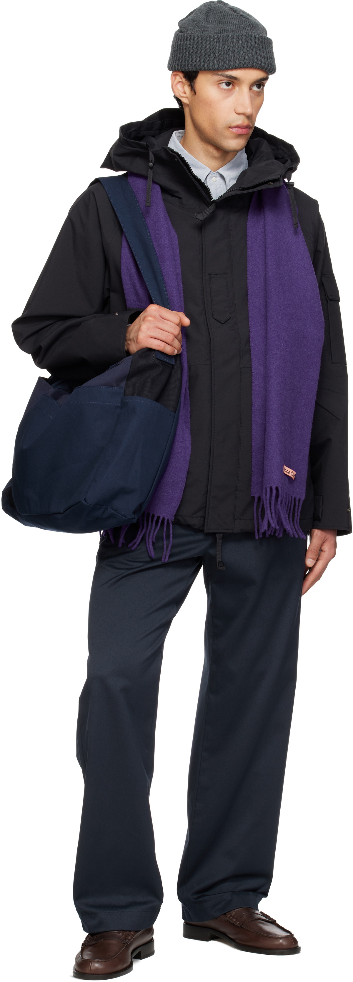 nanamica Navy Cotton Canvas Shoulder Bag
