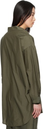 Silk Laundry Green Cotton Silk Round Shirt