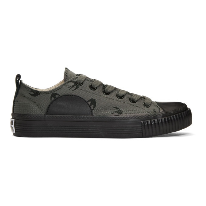 Photo: McQ Alexander McQueen Grey and Black Swallows Plimsoll Sneakers