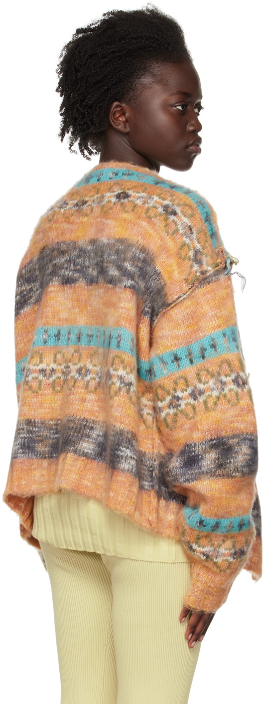PERVERZE SSENSE Exclusive Orange Intarsia Cardigan