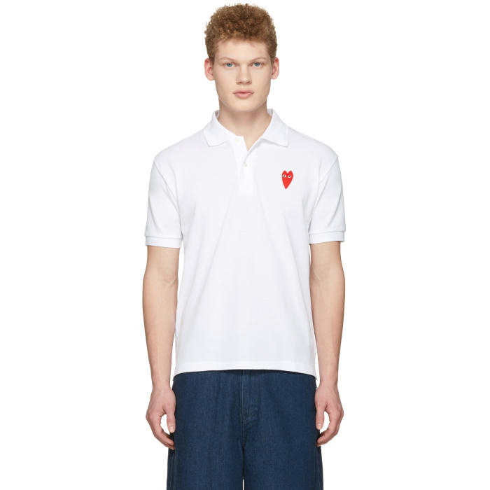 Photo: Comme des GarÃ§ons Play White Long Heart Patch Polo