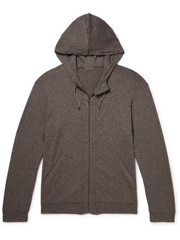 Photo: Zimmerli - Stretch Cotton and Cashmere-Blend Zip-Up Hoodie - Brown