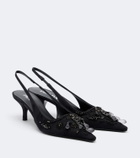 Prada Embellished satin slingback pumps