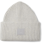 Acne Studios - Pansy Logo-Appliquéd Ribbed Mélange Wool Beanie - Gray