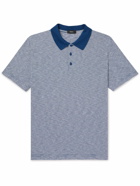Theory - Bron Striped Cotton-Jersey Polo Shirt - Blue