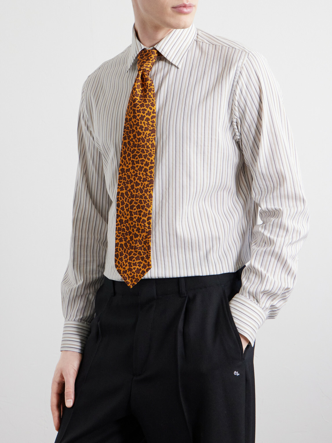 J. Mueser - Leopard Print 8cm Silk Tie