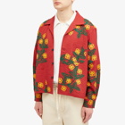 Bode Men's Marigold Wreath Shirt Jacket in Maroon