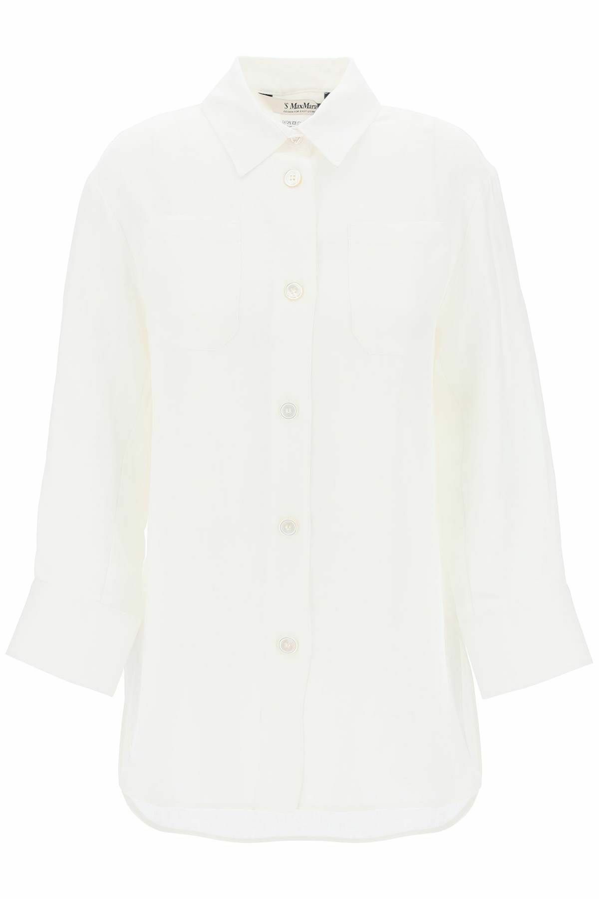 S MAX MARA daria linen shirt with three-quarter sleeves White S