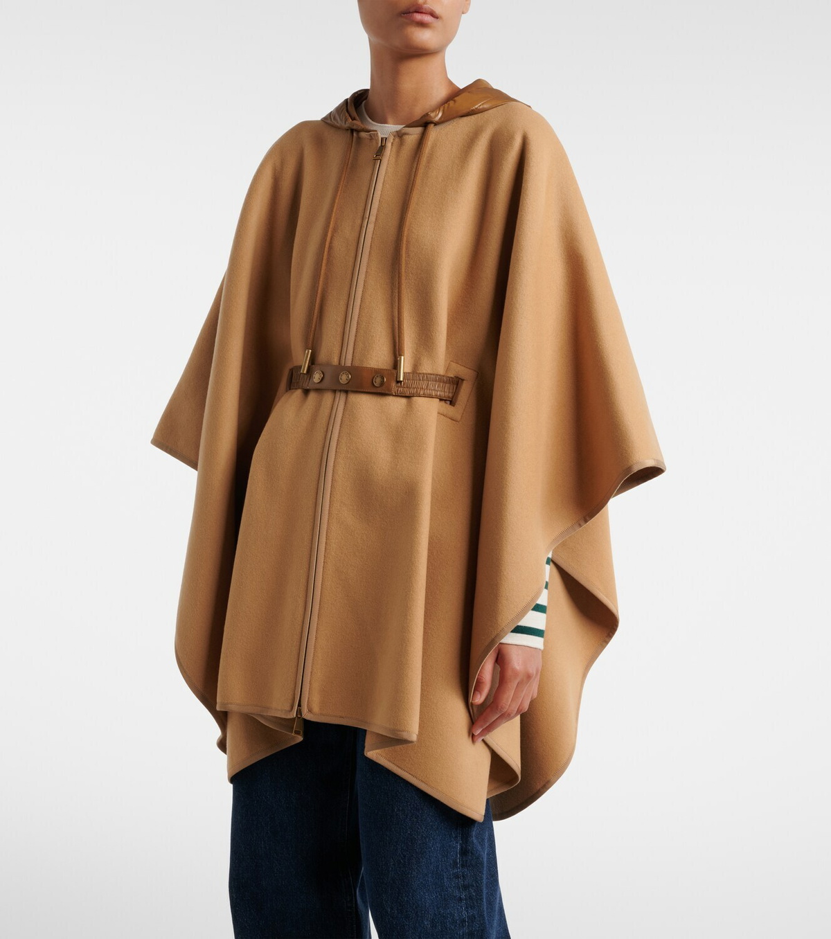 Moncler Belted wool-blend cape