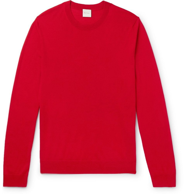 Photo: Paul Smith - Embroidered Merino Wool and Silk-Blend Sweater - Red