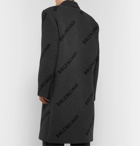 Balenciaga - Oversized Logo-Print Cashmere Coat - Gray