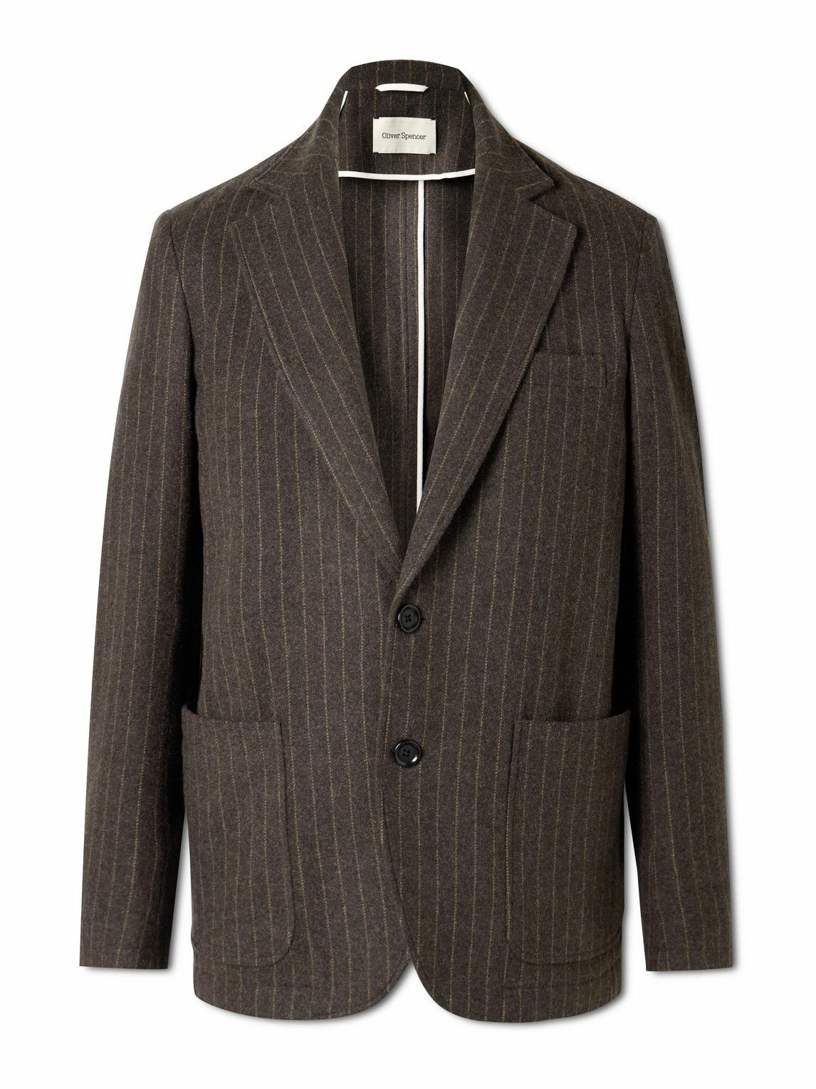 Oliver Spencer - Westbury Pinstriped Wool-Felt Blazer - Brown