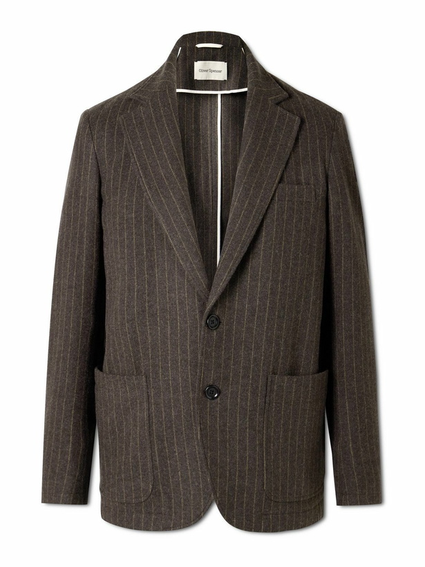 Photo: Oliver Spencer - Westbury Pinstriped Wool-Felt Blazer - Brown