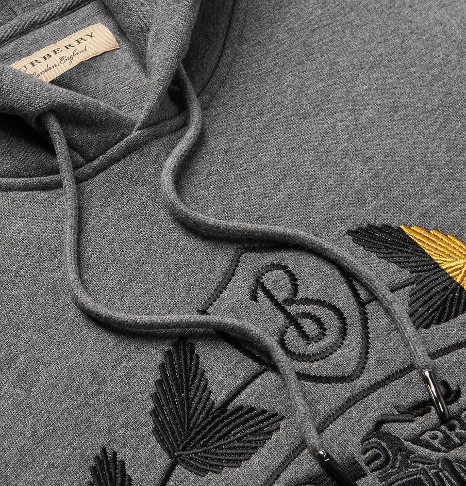 Burberry - Logo-Embroidered Mélange Fleece-Back Cotton-Blend