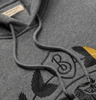 Burberry - Logo-Embroidered Mélange Fleece-Back Cotton-Blend Jersey Hoodie - Men - Gray