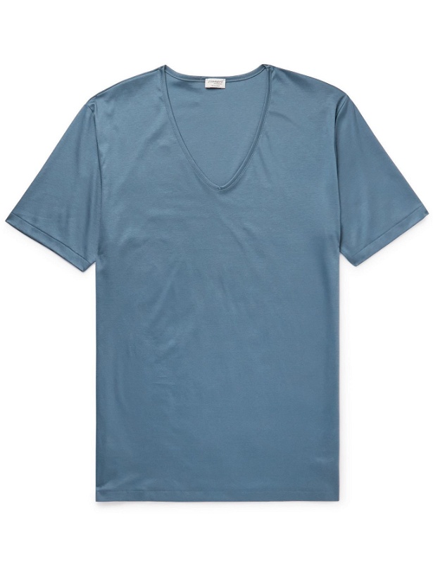 Photo: Zimmerli - Slim-Fit Sea Island Cotton-Jersey T-Shirt - Blue
