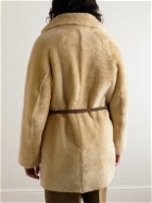 BODE - Teddy Belted Shearling Coat - Neutrals