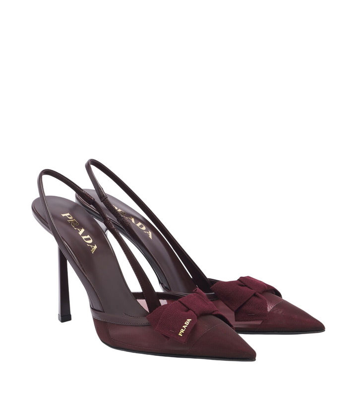 Photo: Prada Bow-detail mesh slingback pumps