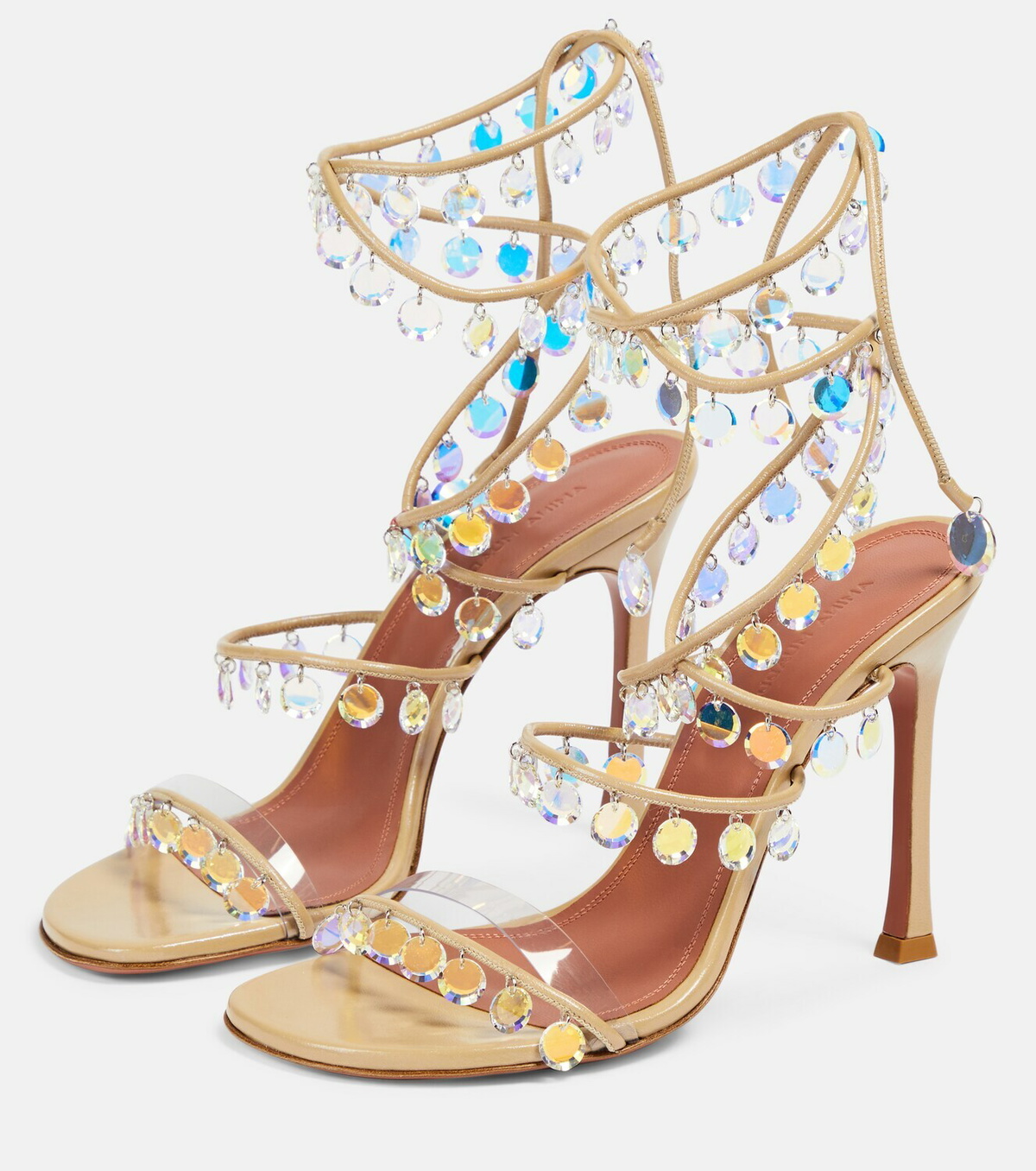 Amina Muaddi Tina 105 embellished leather sandals Amina Muaddi