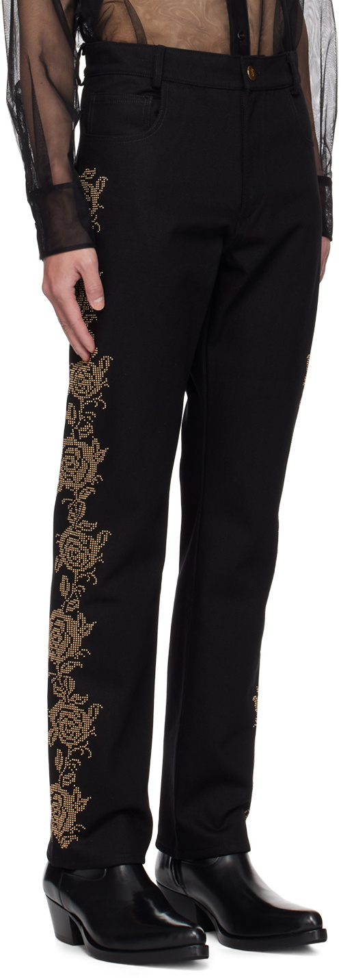 Ernest W. Baker Black Rose Studded Jeans