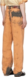 Dries Van Noten Orange Bleached Jeans