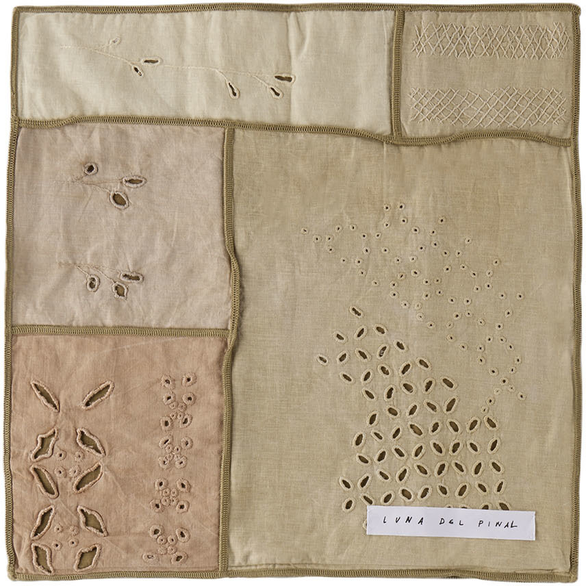 Luna Del Pinal Taupe & Green Natural Dyed Cushion Cover