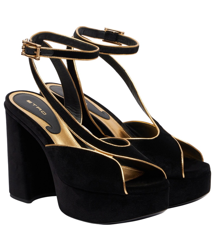 Photo: Etro Asymmetrical velvet platform sandals