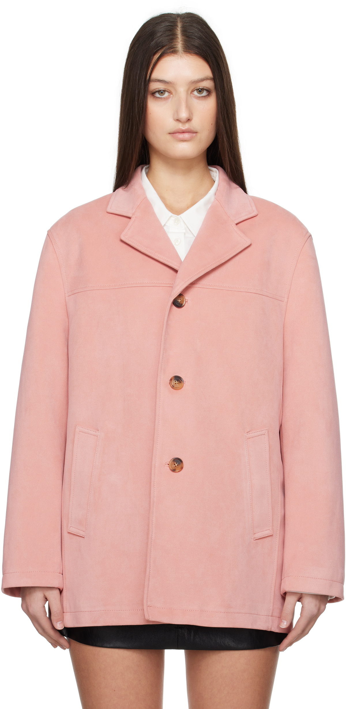 Dunst Pink Vegan Suede Half Jacket Dunst