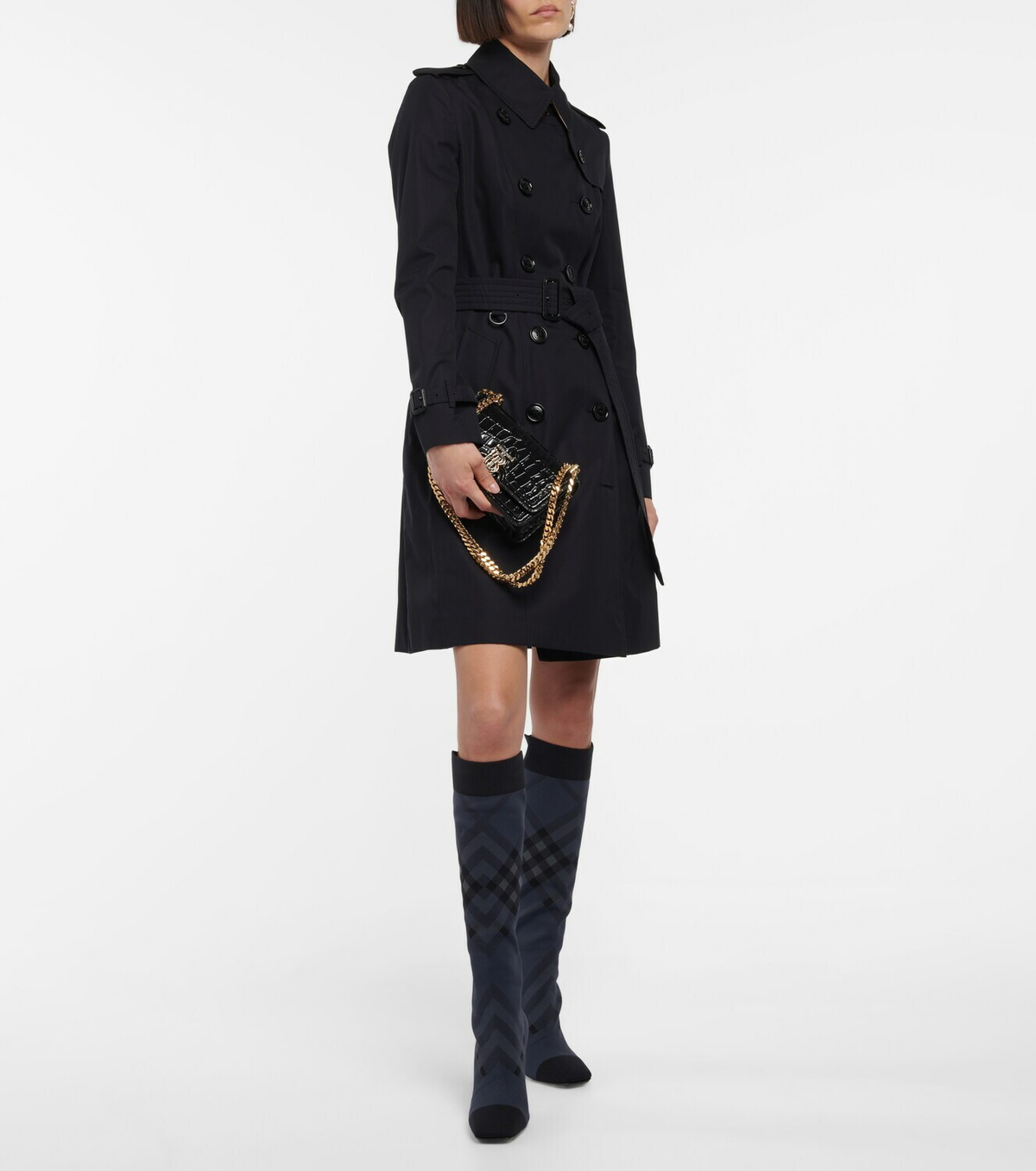 Burberry TB Mini croc-effect leather shoulder bag