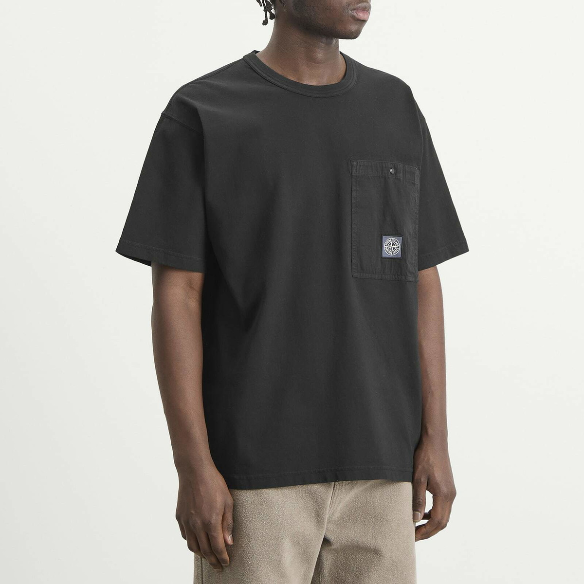 Stone Island Men's Patch Logo Pocket T-Shirt in Black Stone Island